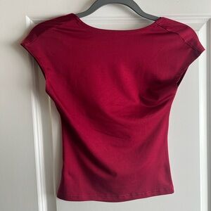 Amazon Red Fitted Cap Sleeve Blouse